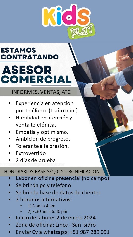 Trabajo Asesor Comercial